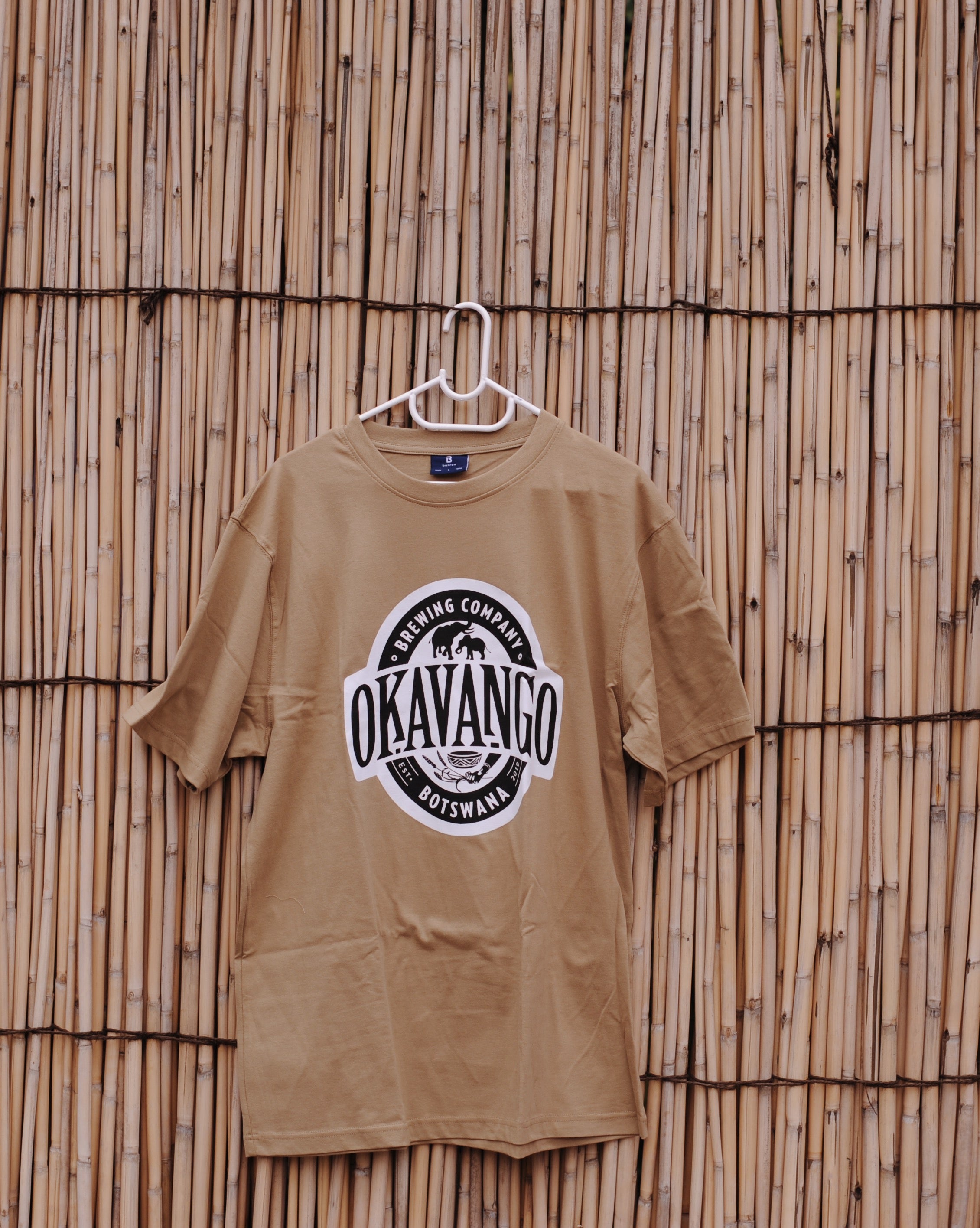 OKAVANGO BEER Unisex Tshirt - Khaki BW Logo