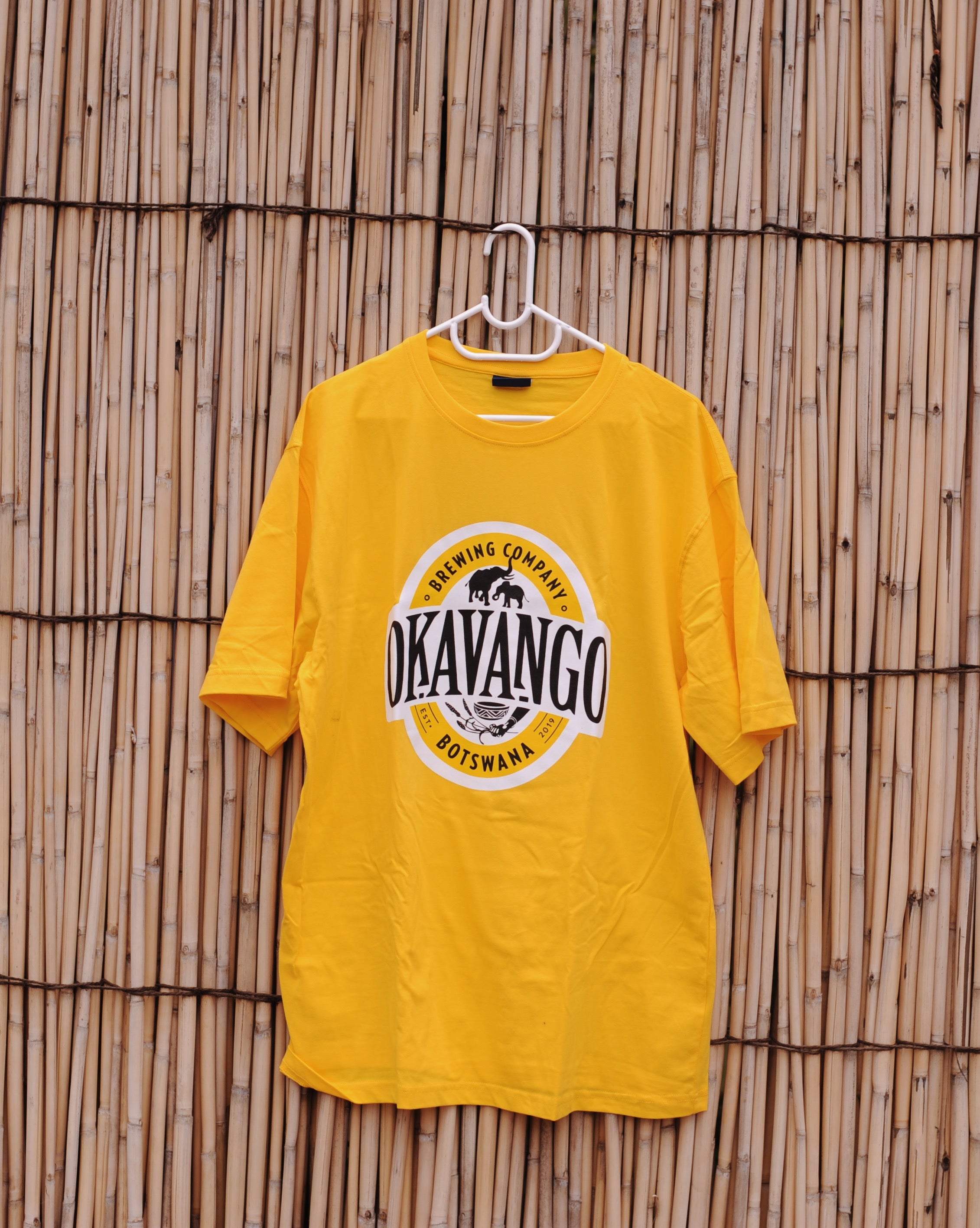 OKAVANGO BEER Unisex Tshirt - Yellow Color Logo